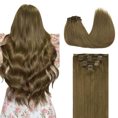 China Silky Straight Wave Hair Clip In Extensions, Balayage Caramel Chocolate Brown 150g Blonde 9pcs 24inch, DOORES Real Hair Extensions Clip In for sale