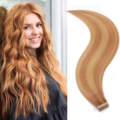 China Silky Straight Wave Hair Extensions 24 Inch Chocolate Brown Mixed 20pcs Ins Hair Extensions Balayage Honey Blonde Super Sticky Tape for sale