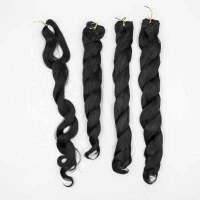 China Silky Straight Synthetic Loose Wave Nature Hair Black Synthetic Hair Extensions Bundles With Long Free Braid Heat Resistant Wavy Bundles for sale