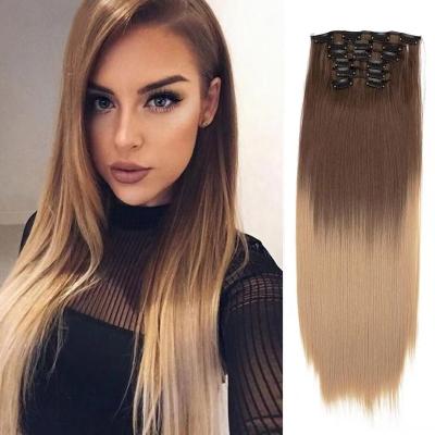 China I-Tip Synthetic Hair Hair Clip In 16 Clip In Blonde Straight Long Straight Hair Extensions Wig Heat Resistant Hair Clip In Wigs for sale