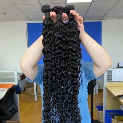 China Raw Water Wave Cuticle Aligned Virgin Unprocessed Brazilian Mink Hair Bundle Weave , Unprocessed Water Wave Hair 10a Bundles Extensions for sale