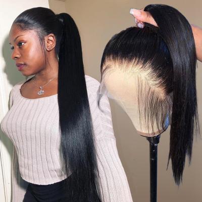 China Straight Hair Straight Wig Ready to Ship, Pre Plucked Brazilian Hair Straight Swiss 360 Hd Lace Wig, Silky Straight Hair Ponytail Wig for sale