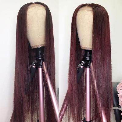 China Raw Silky Straight 180 Grade 12a Density Hair Unprocessed Wigs, Raw Straight 99j Transparent Lace Front Wigs, Hair Extension Wig Vendors for sale