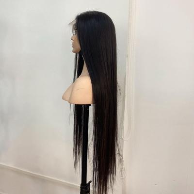 China Chinese Manufacturer Straight Preplucked Transparent Lace Hair Wig, 180 Density Full Lace Indian French Natural Black Hair Wigs Long for sale