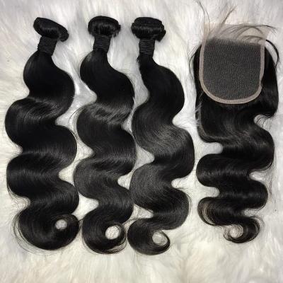 China Premium Straight Virgin Hair Bundle Drop Shipping, Burmese Virgin Cuticle Aligned Hair Closure, Raw Hair Bundles And Closure Set 22 Inches for sale