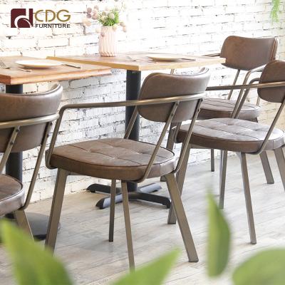 China Modern 1Table 4 Cafe Chairs Furniture Set Seat Leather Arm Dining Chair Cafe Industrial Furniture for sale