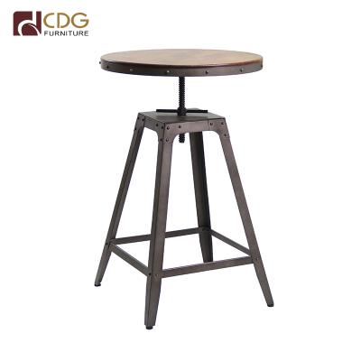 China Easy Clean Metal Base Restaurant Bar Furniture Wood Top Umpire Chair For Bar Table for sale