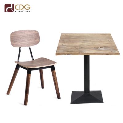 China Solid Wood Dining Furniture Metal Wood Restaurant Set Chairs And Tables Restaurant for sale