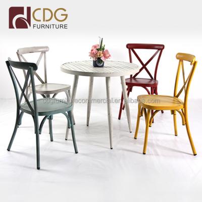 China Small Antique Industrial Metal Cafe Chairs And Tables Round Aluminum Vintage Cafe Chairs And Tables for sale