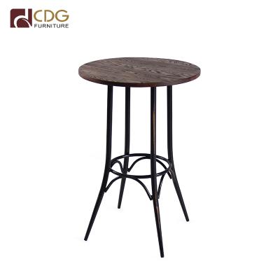 China Easy To Clean Bar Furniture Cocktail Square Tables Wooden Bar Standing Round Table for sale