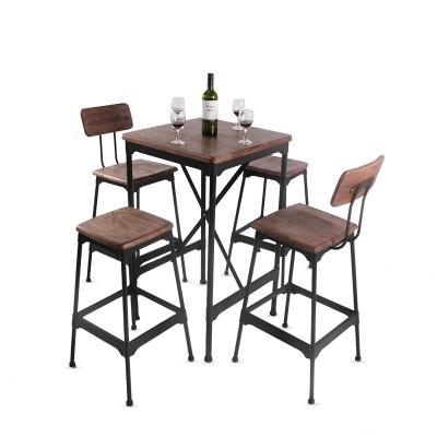 China Outdoor Garden Set Antique+Furniture+Sets Bar Garden Table Aluminum And Wood Top High Cocktail Tables Outdoor Side Table for sale