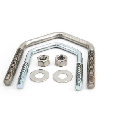 China Jiangsu Stainless Steel U Bolt ANSI Inch Size 304 316SS Square 304 316SS V Shape Bending U Bolt With Nuts And Gasket for sale