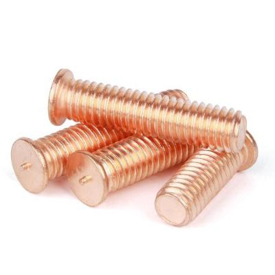 China ISO13918 flanged or non-flanged stainless steel copper clad CD flanged capacity discharge spot welding fully threaded studs screw for sale