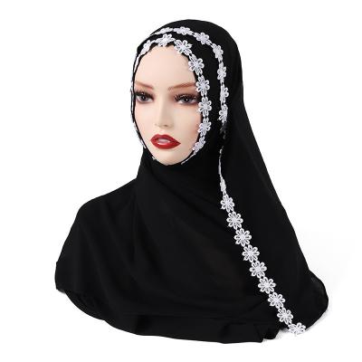 China Muslim Hijab Women Adult Woman Solid Bubble Long Scarf Hot Islamic Headwear High Quality Wholesale Muslim Shawls Pleated Chiffon Crepe Hijabs for sale