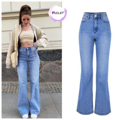 China Custom QUICK DRY logo bell bottoms flare pants jeans for women 2021 for sale