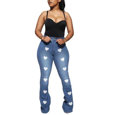 China Custom Ladies Skinny QUICK DRY 5Xl High Waist Women Damascus Blue Flare Women&'s Flare Bell Bottom S Printed Plus Size Pants And Jeans For Woman for sale