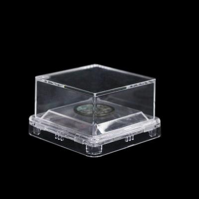 China PC pearl  toys jewelry display case graded coin box storage sundries cube  dust-proof showcase box with lid plastic transparent for sale