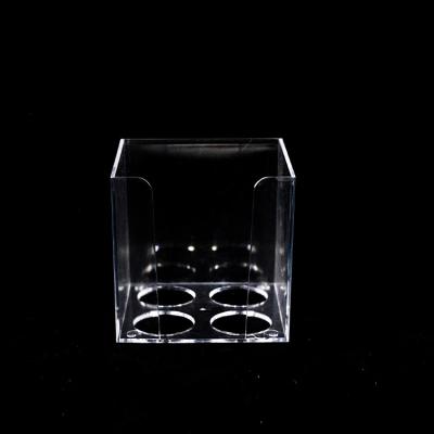 China Plastic Transparent Clear plastic Office Note Paper Cube Tray Acrylic Sticky Note Pad Box Hot Bending Process Memo Pad Holder 9*9cm for sale