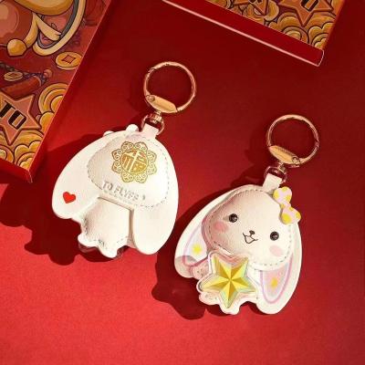 China High Quallity Newest Design Cute rabbit cartoon PU leather  key chain  Fashion Handbag Key Chain with pure gold star coin lucky for sale