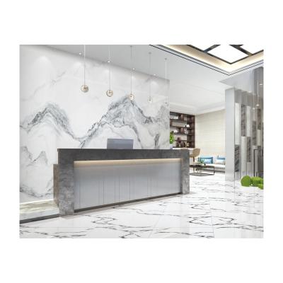 China Interior Wall Living Room Decoration Polished Porcelain Tile in Marble Look Large Slab for sale