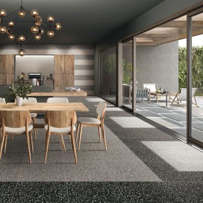 China 30x30 Zwarte en witte Terrazzo cement gekleurde vloertegels voor het bestraten van geglazuurde tegels Te koop