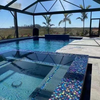 China Modern Style Crystal Glass Pool Tiles for Building Material in Blue Green Color for sale