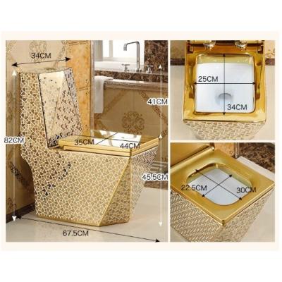 China Modern Ceramic Toilet WC Set with Gold Finish Dual Flush Siphon Flush Luxury Bathroom for sale