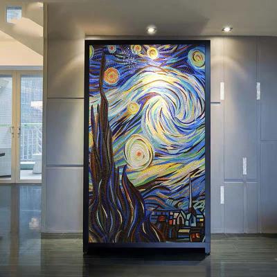 China Wall Decoration Grays Van Gogh Starry Sky Ice Jade Crystal Mosaic Cut Painting Puzzle for sale