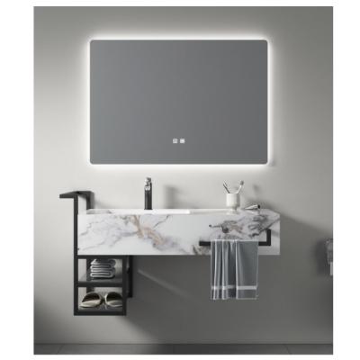 Κίνα Μοναδικό νεροχύτη μαρμάρινο countertop μπάνιο Vanity Combo με ανοξείδωτο χάλυβα κάδρο καθρέφτη προς πώληση