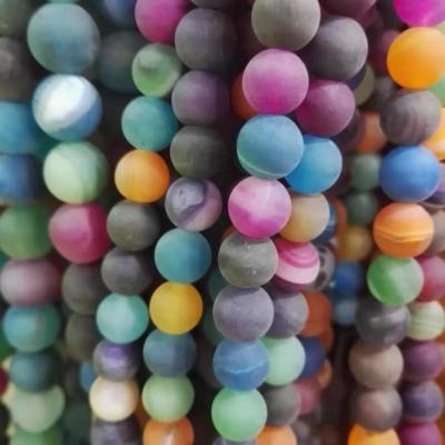 China matte striped onyx Assort color round beads for sale