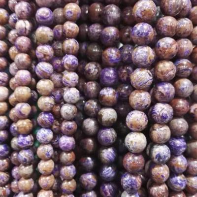 China purple color Stripe stone round beads for sale