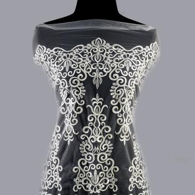 China China Manufacture Sustainable Beading And Sequin Lace Fabric Wedding Lace Fabric for sale