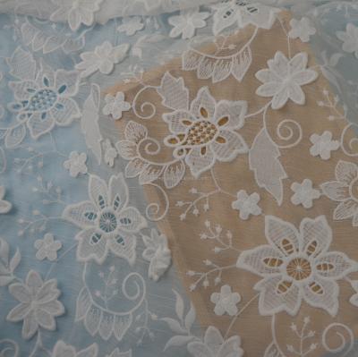 China Viable Bridal Curtain DIY Lace Fabric in CYG XXY70 Tulle Mesh Floral Embroidery Lace Fabric for sale