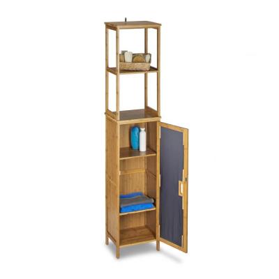 China Sustainable Closet 6-Tier Closet Bathroom Shelving Bamboo Shelf With Door for sale