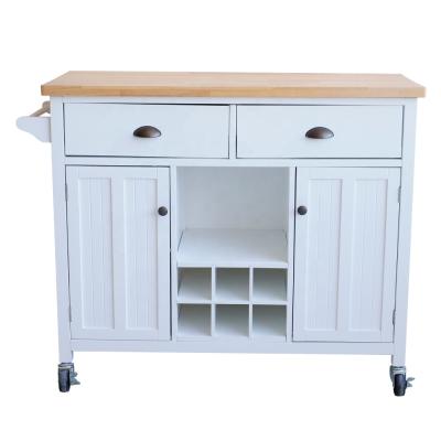 China Movable White PANEL Furniture Design Storage Wooden Kitchen Dining Trolley for sale