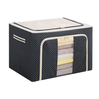 China Large Oxford Steel Frame Folding Clothes Towel Transparent Folding Storage Box Cloth Storage Box for sale