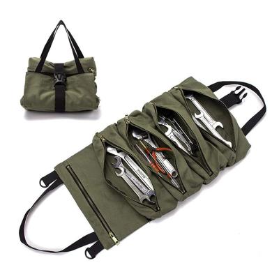 China Tool Storage Carrier Pouch Organizer Roll Up Tool Organizer Kit Wrench Canvas Tools Storage First Aid Universal Carrier Pouch Hanging Roll Up Tool Pockets Pockets Gear Car Tool Pockets organizer for sale