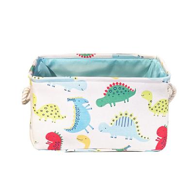 China Folding New Arrive Canvas Cartoon Printed Cloth Storage Box Kids Toy Storage Cute Animal Basket for sale