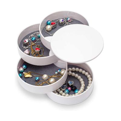 China Unique Round Rotating Jewelry Tray Case Jewelry Packaging Box Travel 4-Layer Small Jewelry Storage Box Travel Jewelry Tray Case With Lid Women Fashion Jewelry Packaging Box for sale