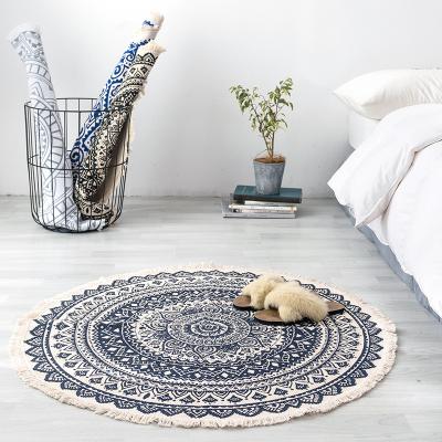 China Stain Resistant Factory Direct Selling Style Cotton Hemp Jute Flooring Mat Antique Plain Tapestry Folk Folk Bedroom Sofa Rug Carpet Floor for sale