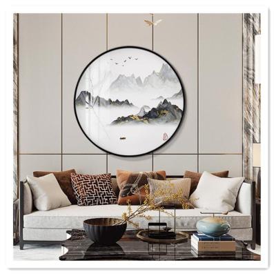 China High Resolution Printing ArtUnion Canvas Landscape Chinese Abstract Seascape Painting Circular Picture Prints Wall Art For Living Room, Hotel, Or Office for sale