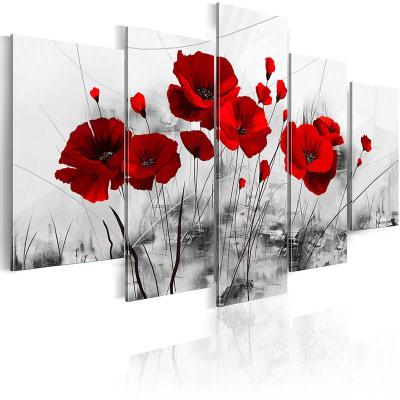 China International Organization for Standardization ArtUnion 5 Panels Wall Art Canvas Painting Modern Abstract Orchid Flower Posters and Prints Wall Art Decor for sale