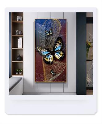 China Art Deco HD Color Painting Butterfly Porcelain Painting Art Living Room Abstract Crystal Porcelain Decoration for sale