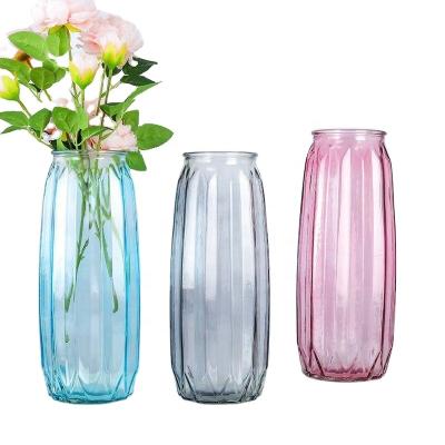 China Large Environmental Decorative Glass Vase Pot Colored Unique Clear Glass Flower Vase Flower Vase for sale