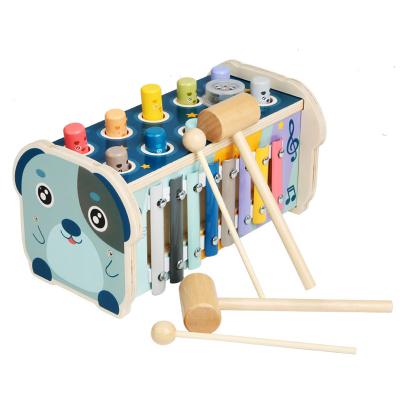 China Eco-friendly Material Children's Xylophone Maze Puppy Multifunctional Whac-a-mole Hitting Montessori Educational Wooden Toys Kids Toys for sale