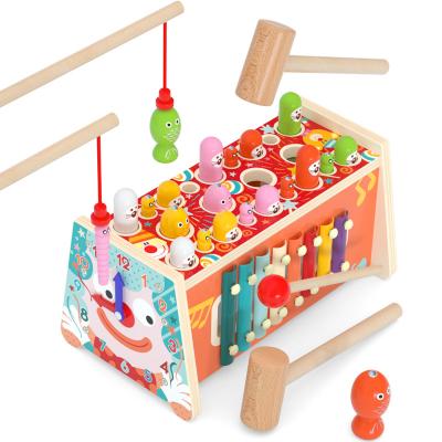 China Whac-a-mole&Fishing-Multifunctional Eco-friendly Material Children's Clown Game Hitting Montessori Educational Wooden Toys Kids Toys for sale