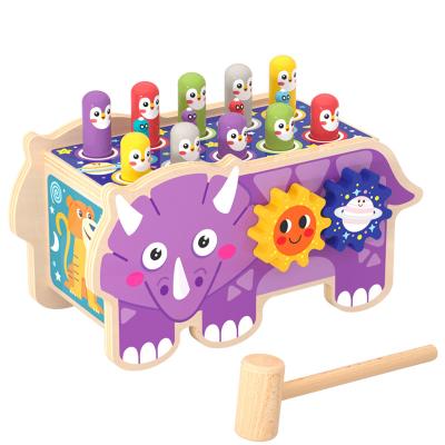 China Eco-friendly Material Children's Toys Cartoon Dinosaur Multifunctional Knocking Whac-a-mole Kids Montessori Educational Wooden Toys for sale