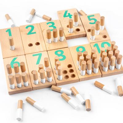 China Math Digital Learning Early Education Montessori Digital Nail Board Kids Educational Wooden Toys Kindergarten Teaching Aid Kids Math Toys for sale