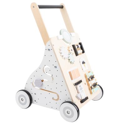 China Baby Learning Walker Kids Educational Wooden Toys Multifunctional Stroller Car GD-004 for sale