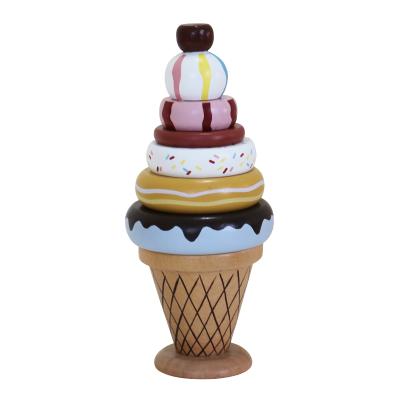 China Eco-Friendly Material Children's Kitchen Toys Wooden Chocolate Donut Ice Cream Set Kitchen Pretend Play Educational House Food Toys For Girl for sale